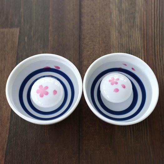 [SAKE CUP] CHERRY BLOSSOMS & MT FUJI (1 PIECE) SOUNDING SAKAZUKI | COLOR & DESIGN CHANGE | MINO WARES | MARUMO TAKAGI