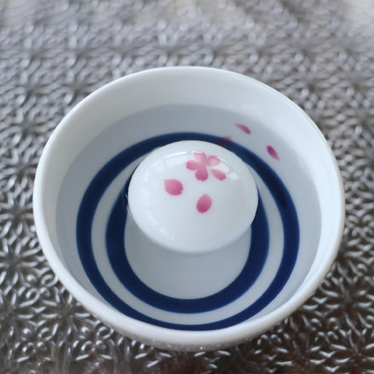 [SAKE CUP] CHERRY BLOSSOMS & MT FUJI (1 PIECE) SOUNDING SAKAZUKI | COLOR & DESIGN CHANGE | MINO WARES | MARUMO TAKAGI