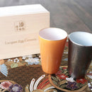 [SAKE CUP] PAIR OF CUPS | LACQUERED EGG CERAMIC | MINO WARES | MARUMO TAKAGI