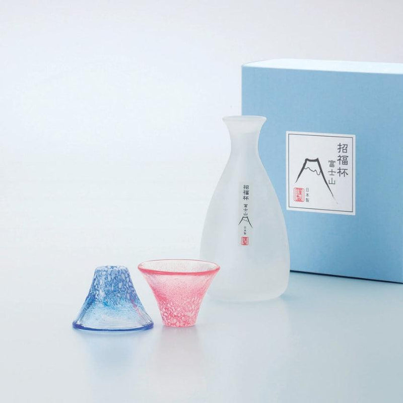 [清酒瓶和杯子套裝] MT。富士（藍色和紅色）|馬魯莫·高吉（Marumo Takagi）