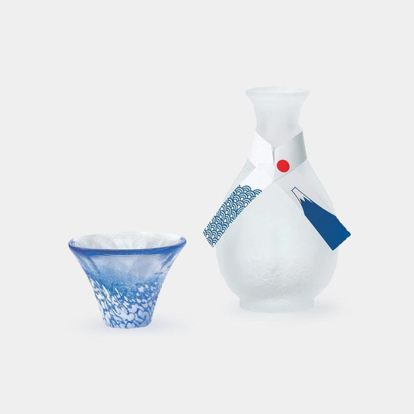 [清酒瓶和杯子套裝] MT。富士（藍色）|馬魯莫·高吉（Marumo Takagi）
