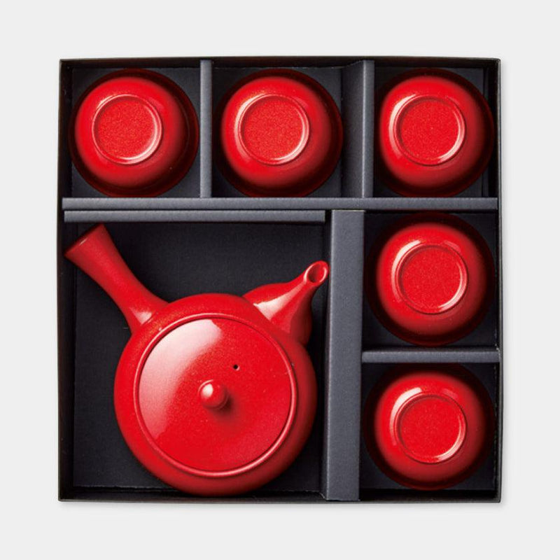 [TEA CUP] LACQUER RED GOLD TEAPOT & CUP SET | MINO WARES | MARUMO TAKAGI