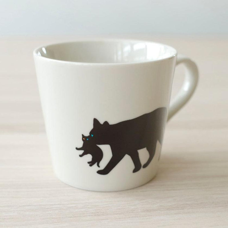 [杯子（杯）]貓抱著小貓在嘴裡（白色）|顏色與設計變更| Mino Wares |馬魯莫·高吉（Marumo Takagi）