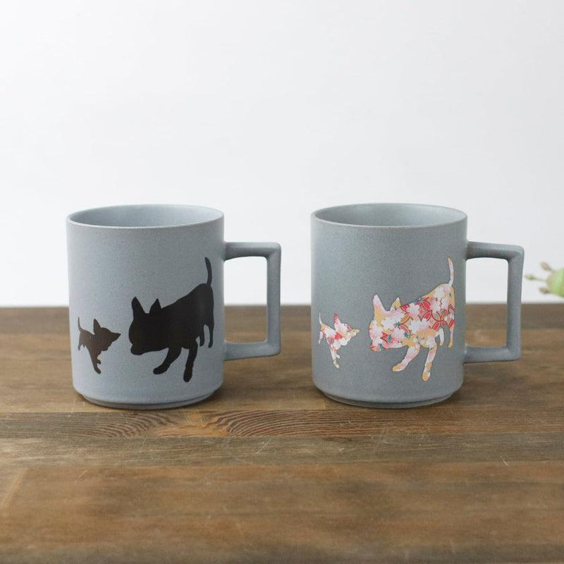[杯子（杯）]狗和小狗奇瓦瓦（Matte Light Gray）|顏色與設計變更| Mino Wares |馬魯莫·高吉（Marumo Takagi）