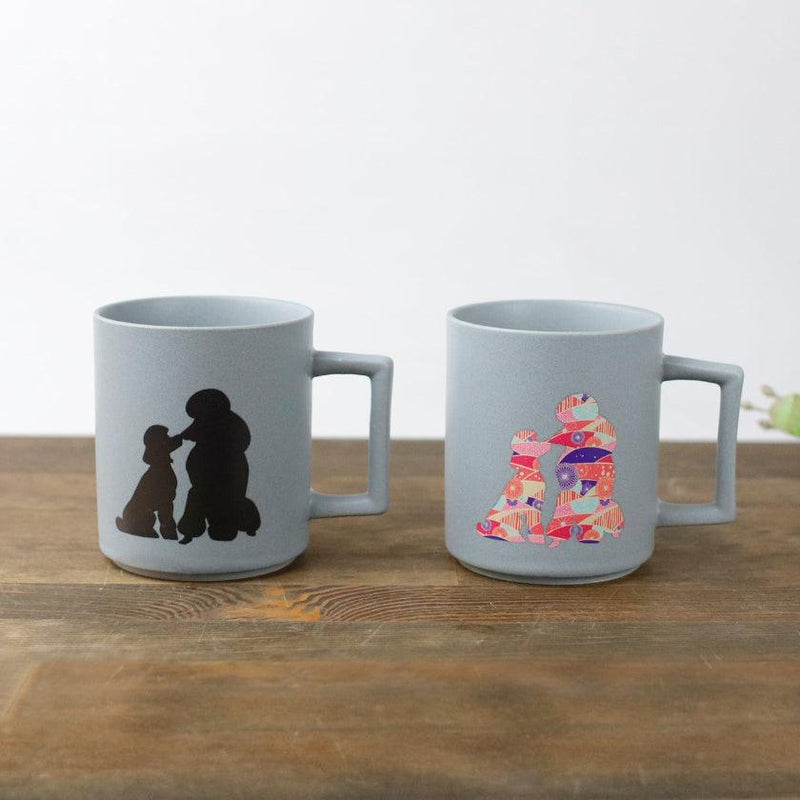 [杯子（杯）]狗和小狗貴賓犬（啞光淺灰色）|顏色與設計變更| Mino Wares |馬魯莫·高吉（Marumo Takagi）