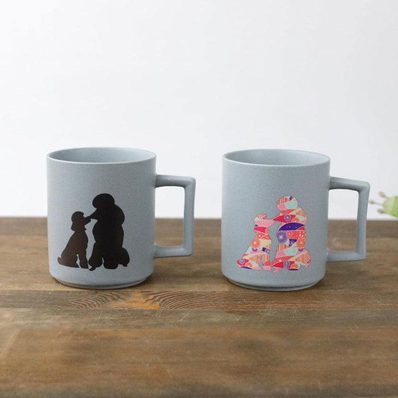 [MUG (CUP)] DOG & PUPPY POODLE (MATTE LIGHT GRAY) | COLOR & DESIGN CHANGE | MINO WARES | MARUMO TAKAGI