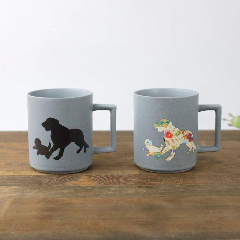 [杯子（杯）]狗和小狗金毛獵犬（磨砂淺灰色）|顏色與設計變更| Mino Wares |馬魯莫·高吉（Marumo Takagi）