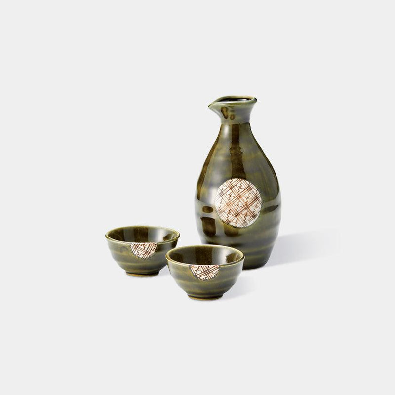 [SAKE BOTTLE & CUP SET] PLAID PATTERN (3 PIECES) | MINO WARES | MARUMO TAKAGI