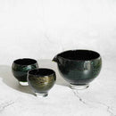 [SAKE BOTTLE & CUP SET] 3PIECES SAI GREEN | GLASS STUDIO IZUMO | BLOWN GLASS (2 weeks production after order)