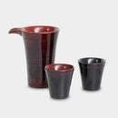 [SAKE BOTTLE & CUP SET] 3 PIECES SENSUJI UCHI-RED| YAKUMO LACQUERWARE[Pre-order: Scheduled to arrive in early October.]