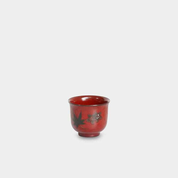 [清酒杯]Hasori Guinomi春夏秋日Uchi Red | Yakumo漆器
