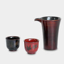 [SAKE BOTTLE & CUP SET] SENSUJI UCHI LACQUERED WOODEN SAKE SET 3-PIECE (BLACK) | YAKUMO LACQUERWARE