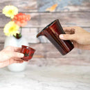 [SAKE BOTTLE & CUP SET] 3 PIECES SENSUJI UCHI-RED | YAKUMO LACQUERWARE[Pre-order: Scheduled to arrive in early October.]