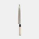 [KITCHEN (CHEF) KNIFE]  YANAGIBA KNIFE - KUROUCHI FINISH, PREMIUM HON-KASUMI, YASUGI WHITE STEEL NO. 2 (SINGLE-BEVEL), MAGNOLIA WOOD & WATER BUFFALO OCTAGONAL HANDLE, 270MM | SAKAI FORGED BLADES