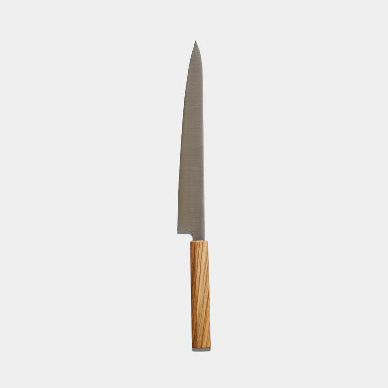 [KITCHEN (CHEF) KNIFE]  INOX SWEDISH STEEL SUJIBIKI (DOUBLE-EDGED BLADE) OLIVE WOOD HANDLE 270MM | SAKAI FORGED BLADES