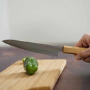 [KITCHEN (CHEF) KNIFE]  POWDERED HSS SUPER GOLD (SG2) PETTY-UTILITY KNIFE (DOUBLE EDGED) OAK HANDLE 150MM | SEKI FORGED BLADES