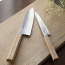 [KITCHEN (CHEF) KNIFE]  POWDERED HSS SUPER GOLD (SG2) PETTY-UTILITY KNIFE (DOUBLE EDGED) OAK HANDLE 150MM | SEKI FORGED BLADES