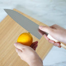 [KITCHEN (CHEF) KNIFE]  INOX SANTOKU KNIFE AOMORI HIBA OCTAGONAL HANDLE ARTIFICIAL MARBLE RING 180MM | SAKAI FORGED BLADES