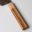 [KITCHEN (CHEF) KNIFE]  GOLD WARIKOMI V5 HAMMERED JAPANESE SANTOKU KNIFE OAK OCTAGONAL HANDLE MAPLE BOLSTER 180 | SAKAI FORGED BLADES