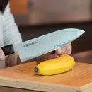 [KITCHEN (CHEF) KNIFE]  V10 DAMASCUS JAPANESE SANTOKU KNIFE EBONY OCTAGONAL STRIPED EBONY BOLSTER 180 | SAKAI FORGED BLADES