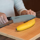 [KITCHEN (CHEF) KNIFE]  V10 DAMASCUS JAPANESE SANTOKU KNIFE EBONY OCTAGONAL STRIPED EBONY BOLSTER 180 | SAKAI FORGED BLADES