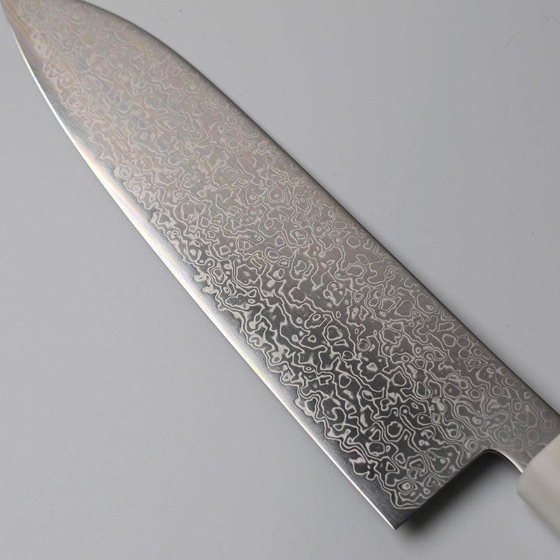 [廚房（廚師）刀] HSS SG2粉末狀damascus日本Santoku刀刀烏木八角形大理石螺栓180 | Sakai鍛造刀片