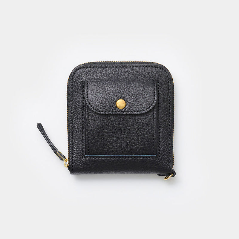 [LEATHER CASE] TYPE2 SHRINK ALLEY-BLACK SOFT SHRINK COWHIDE WITH COIN POCKET AND STANDARD D-RINGS | LEATHERWORK | RAKUKEI