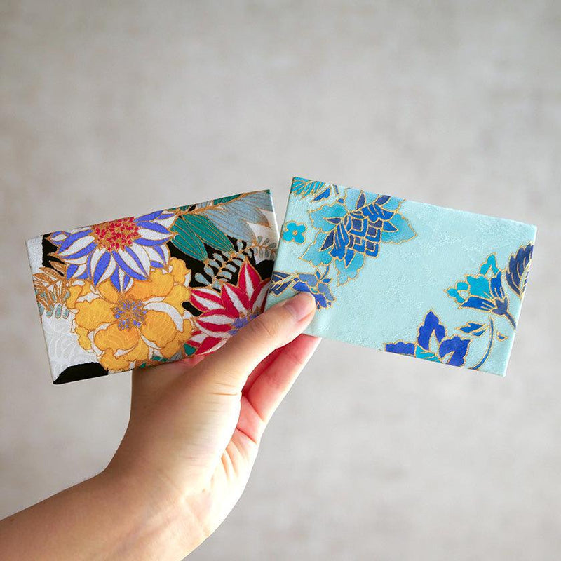 [卡盒]絲綢Obi Sarasa Blue |京都Yuzen染色