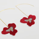 [EARRINGS] TINT PANSY DOUBLE CHERRY BLOSSOMS (S) RED | KYOTO YUZEN DYEING | MORPHOSPHERE
