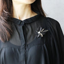 [BROOCH] TINT LEAF THREE BLACK | KYOTO YUZEN DYEING | MORPHOSPHERE