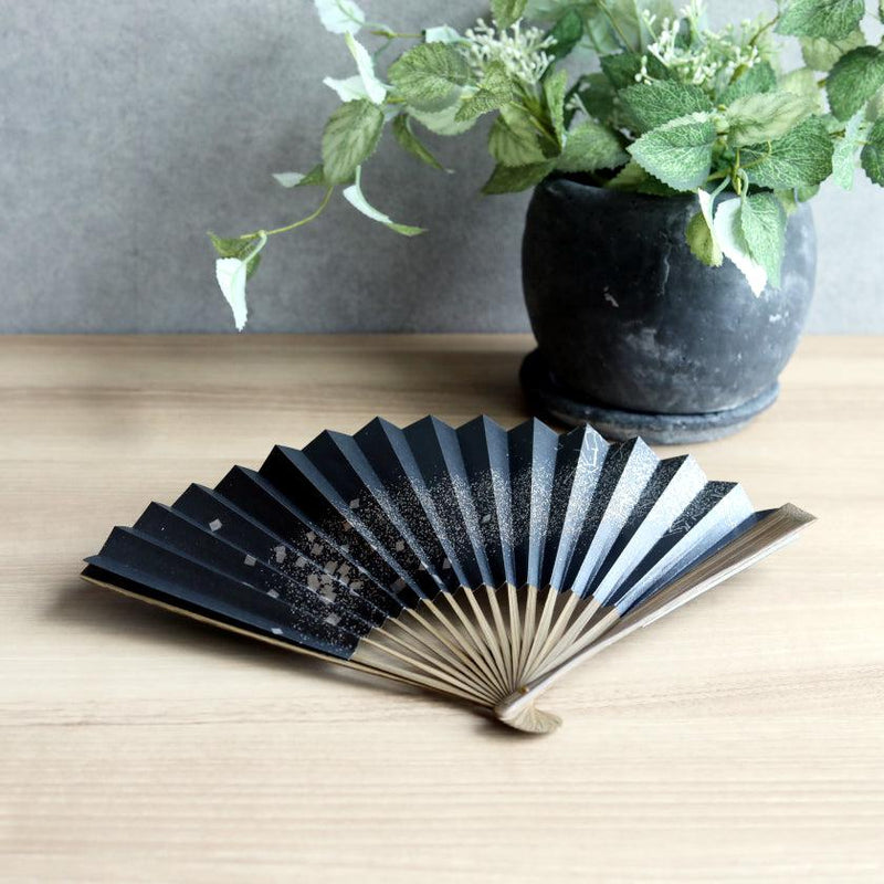 [HAND FAN] HAKUZU MILKY WAY BLACK 7 SUN | KYOTO FOLDING FANS| YASUTO YONEHARA