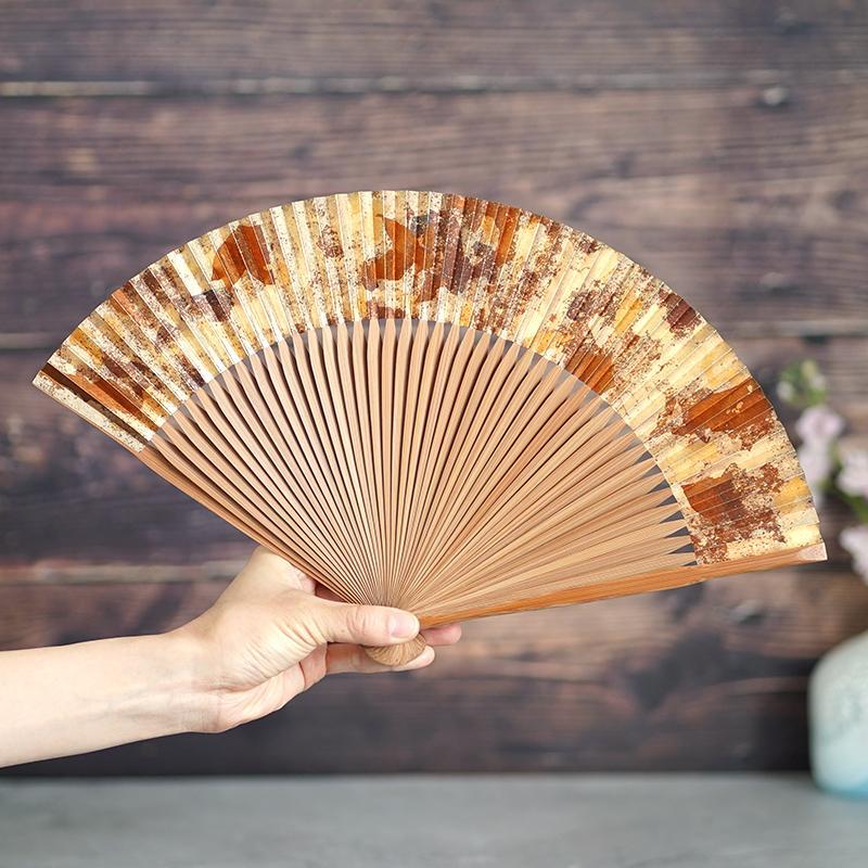 [HAND FAN] HAKUSAI HAKUIRO BROWN 7 SUN | KYOTO FOLDING FANS| YASUTO YONEHARA