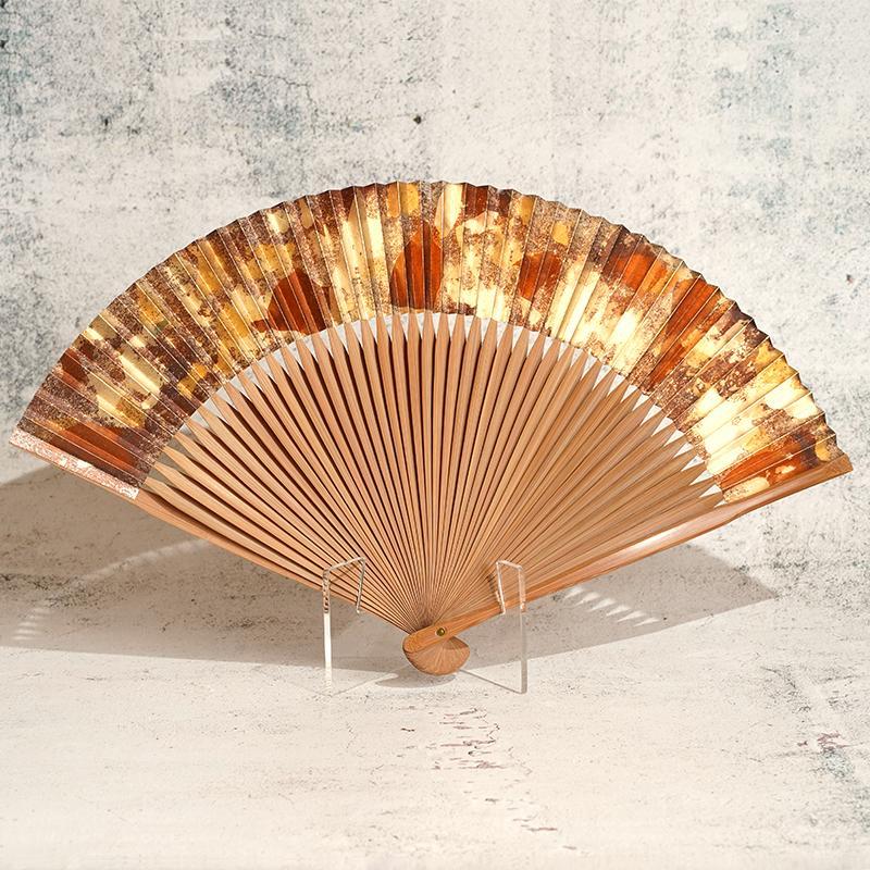 [HAND FAN] HAKUSAI HAKUIRO BROWN 7 SUN | KYOTO FOLDING FANS| YASUTO YONEHARA