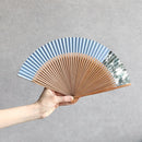 [HAND FAN] HAKUSAI BLUE (SHORT FABRIC) 6.5 SUN | KYOTO FOLDING FANS| YASUTO YONEHARA