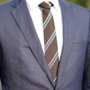 [NECKTIE] TWO-LINE REGIMENTAL TIE (BROWN) | KUSKA | HAND WOVEN