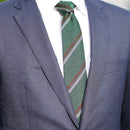 [NECKTIE] KUSKA TWO-LINE REGIMENTAL TIE (GREEN) | HAND WOVEN