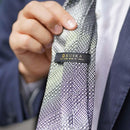 [NECKTIE] TANGO JACQUARD TIE (WHITE GRAY) | KUSKA | HAND WOVEN