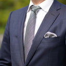 [CHIEF] GARZA POCKET SQUARE (WHITE GRAY) | KUSKA | HAND WOVEN