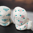 [RACCOON FIGURINE]   TANUTANU FLOWER SET  | SHIGARAKI WARE