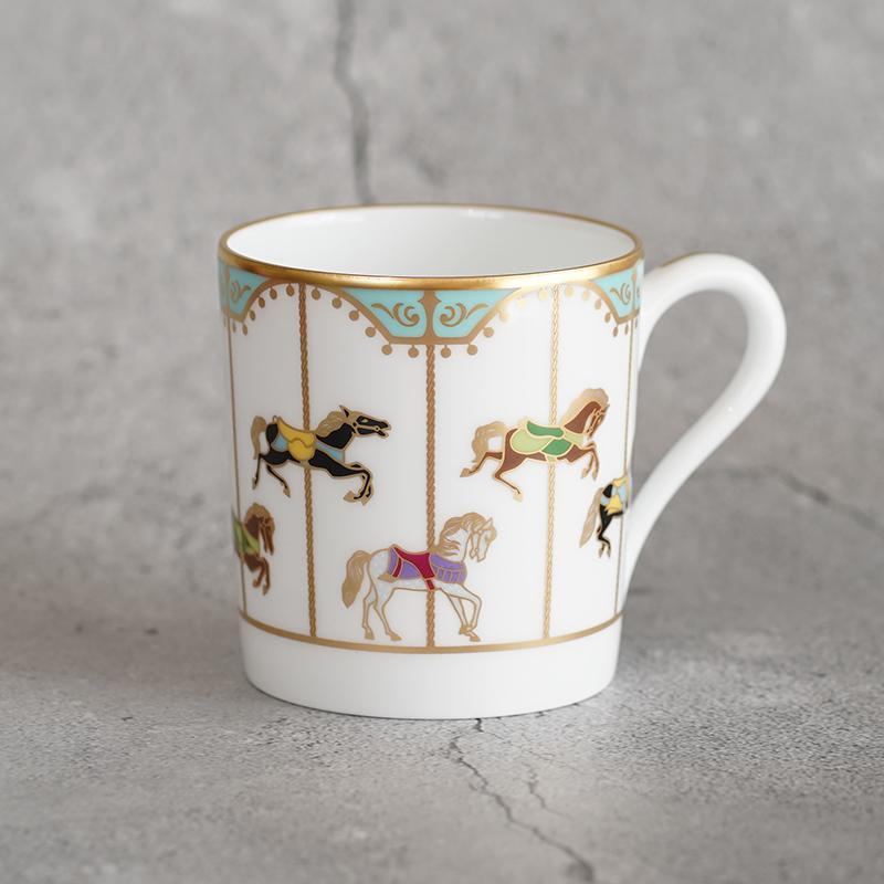 [MUG (CUP)] OKURA ART CHINA MERRY-GO-ROUND MUG(BLUE) | CERAMICS