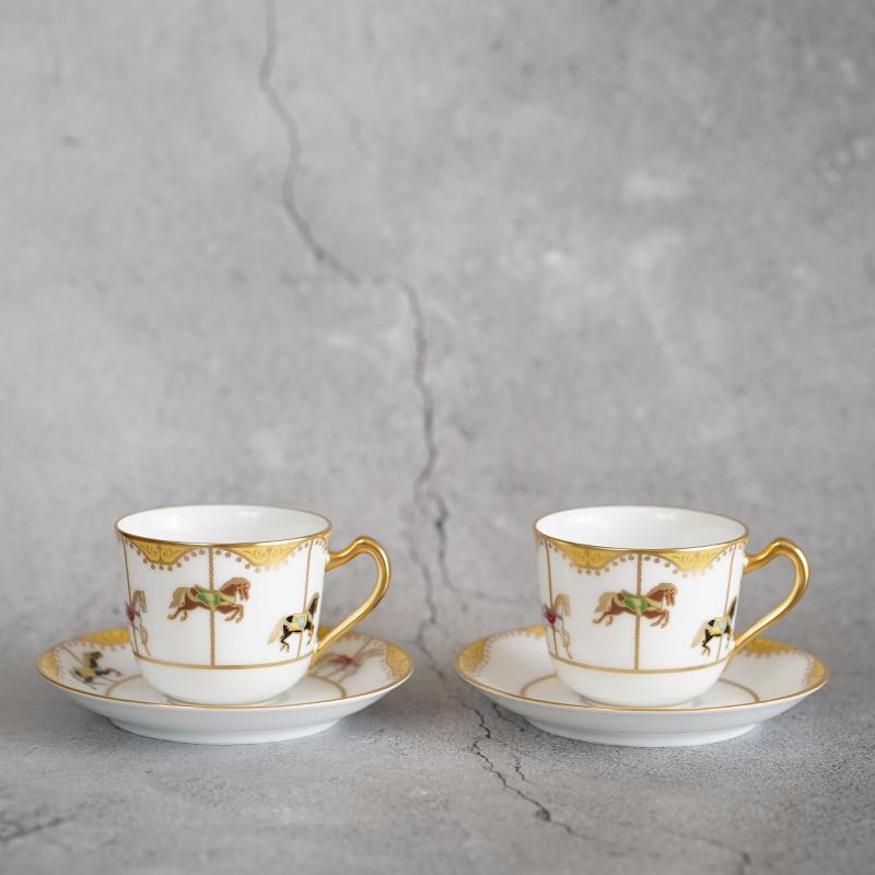 [MUG (CUP)] OKURA ART CHINA MERRY-GO-ROUND COFFEE CUP & SAUCER SET(2 PIECES EACH) | CERAMICS