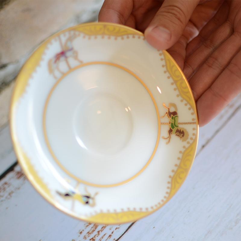 [杯子（杯）] Okura藝術中國旋轉木製咖啡杯和碟套（每件2件）|陶瓷