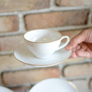 [MUG (CUP)] OKURA ART CHINA GOLD LINE CUP & SAUCER, DESSERT PLATE SET(2 PIECES EACH) | CERAMICS