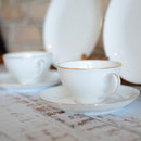 [MUG (CUP)] OKURA ART CHINA GOLD LINE CUP & SAUCER, DESSERT PLATE SET(2 PIECES EACH) | CERAMICS