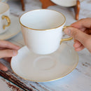 [SMALL DISH (PLATE)] OKURA ART CHINA GOLD LINE MEAT PLATE, BOWL, CUP & SAUCER SET(2 PIECES EACH) | CERAMICS