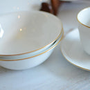 [SMALL DISH (PLATE)] OKURA ART CHINA GOLD LINE MEAT PLATE, BOWL, CUP & SAUCER SET(2 PIECES EACH) | CERAMICS