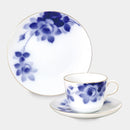 [MUG (CUP)] OKURA ART CHINA BLUE ROSE CUP & SAUCER, DESSERT PLATE | CERAMICS