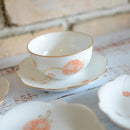 [JAPANESE TEA CUP] OKURA ART CHINA FLOWER BALL JAPANESE TEA CUP, FLOWER SHAPED SMALL PLATE(5 PIECES EACH) | CERAMICS
