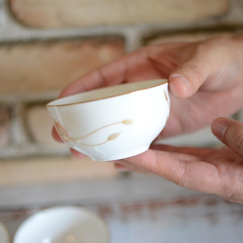[日本茶杯] Okura Art China花球日本茶杯，花形小板（每5件）|陶瓷