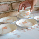 [JAPANESE TEA CUP] OKURA ART CHINA FLOWER BALL JAPANESE TEA CUP, FLOWER SHAPED SMALL PLATE(5 PIECES EACH) | CERAMICS